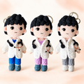 Male doctor crochet keychain