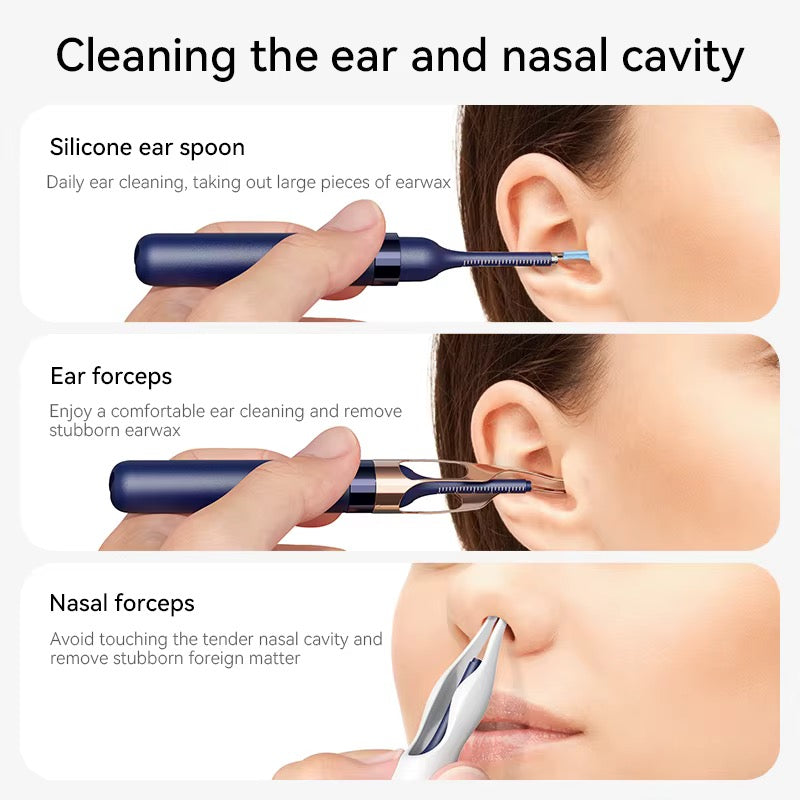 Video otoscope with tweezers