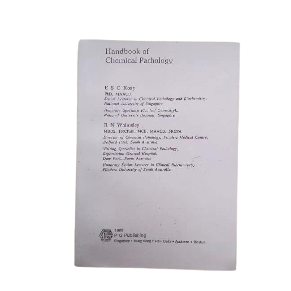 Handbook of chemical pathology (Koay)